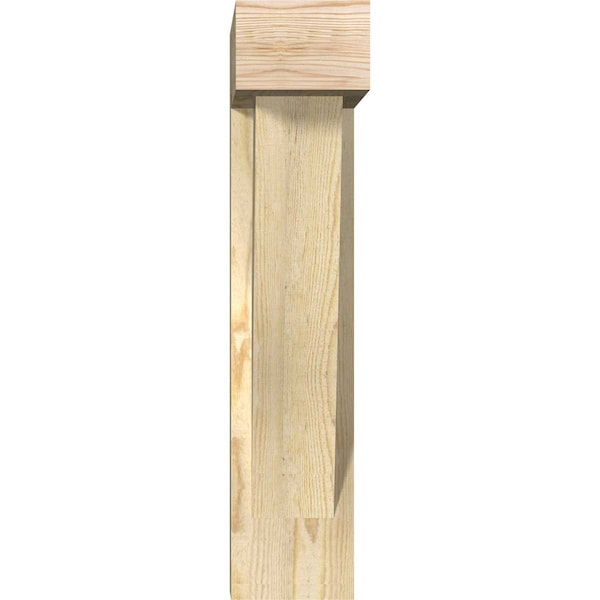 Traditional Block Rough Sawn Bracket W/ Offset Brace, Douglas Fir, 6W X 16D X 28H